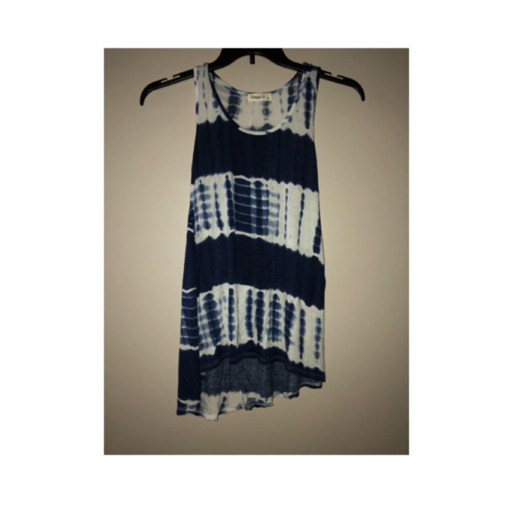 Ginger G blue and white tye dye tank top